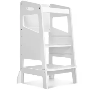 Toddler Kitchen Stool Tower, Step Stool for Kids, Height Adjustable Stool Helper With Safety Rail, Toddler Tower for Learning New Skills，Toddlers Stool Helper for Counter & Sink, Chalkboard, Anti-Slip