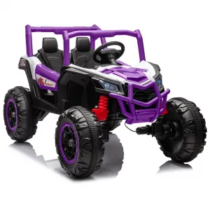 Ride - P Series: 2 Seater Ride on Car,12V Battery Powered Off-Road UTV Toy,Electric Car with Remote Control,Metal Frame,EVA Wheels,LED,Spring Suspension for 3-8 Boys&Girls - Purple