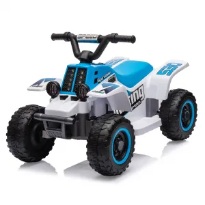 Ride - P Series: 6V Kids Ride On Electric Quad ATV, Ride Car with LED Headlights, Ride-On Toy for Toddlers 1-3 Boys & Girls with Music, Forward & Reverse - Blue and white