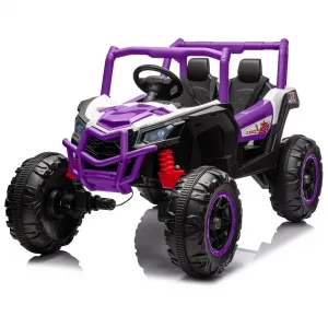 Ride - P Series: 24V 2-Seater Ride-On UTV: 4WD, Remote Control, Metal Frame, EVA Wheels, LED Lights, Spring Suspension, for Ages 3+ - Purple