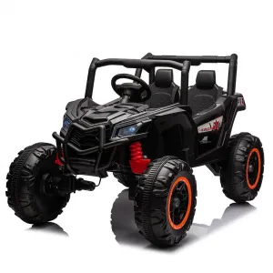 Ride - P Series: 24V 2-Seater Ride-On UTV: 4WD, Remote Control, Metal Frame, EVA Wheels, LED Lights, Spring Suspension, for Ages 3+ - Black