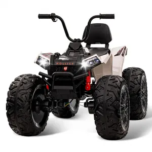 Ride - P Series: 24V Kids Quad ATV, Ride on Car 4WD Quad Electric Vehicle, 4x80W Powerful Engine, with 7AHx2 Large Battery, Accelerator Handle, EVA Tire, Full Metal Suspension, LED Light, Bluetooth&Music - White