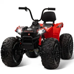 Ride - P Series: 24V Kids ATV, Ride on Car 4WD Quad Electric Vehicle, 4x80W Powerful Engine, with 7AHx2 Large Battery, Accelerator Handle, EVA Tire, Full Metal Suspension, LED Light, Bluetooth&Music - Red