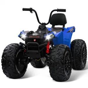 Ride - P Series: 24V Kids Quad ATV, Ride on Car 4WD Quad Electric Vehicle, 4x80W Powerful Engine, with 7AHx2 Large Battery, Accelerator Handle, EVA Tire, Full Metal Suspension, LED Light, Bluetooth&Music - Blue