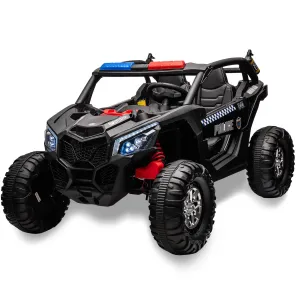 Ride - P Series: 24V 2 Seater Kids Ride on UTV Car For age 3+, w/Remote Control, 4WD Powerful Electric Vehicle with 4x75W Motors, 4 Shock Absorber, Leather Seat, Music and Light - Black