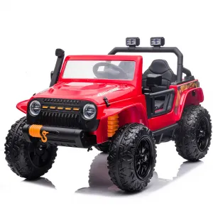 Ride - P Series: 24V 2 Seater Ride On Truck Car For Kid age 3 - 8 years, w/Remote Control, 4-Wheeler Suspension, 4x55W Powerful Engine, 4WD Battery Powered, LED Lights, Soft Braking - Red