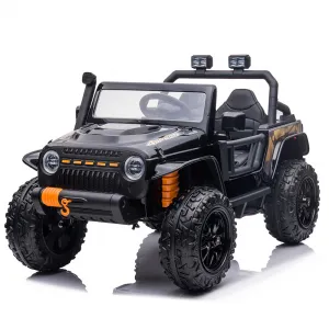 Ride - P Series: 24V 2 Seater Ride On Truck Car For Kid age 3 - 8 years, w/Remote Control, 4-Wheeler Suspension, 4x55W Powerful Engine, 4WD Battery Powered, LED Lights, Soft Braking - Black
