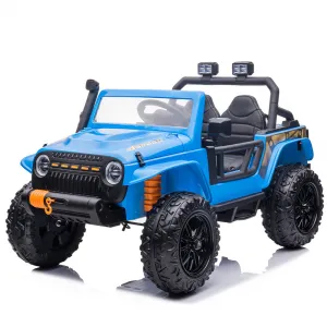 Ride - P Series: 24V 2 Seater Ride On Truck Car For Kid age 3 - 8 years, w/Remote Control, 4-Wheeler Suspension, 4x55W Powerful Engine, 4WD Battery Powered, LED Lights, Soft Braking - Blue
