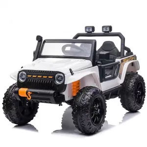 Ride - P Series: 24V 2 Seater Ride On Truck Car For Kid age 3 - 8 years, w/Remote Control, 4-Wheeler Suspension, 4x55W Powerful Engine, 4WD Battery Powered, LED Lights, Soft Braking - White
