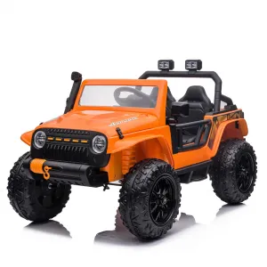 Ride - P Series: 24V 2 Seater Ride On Truck Car For Kid age 3 - 8 years, w/Remote Control, 4-Wheeler Suspension, 4x55W Powerful Engine, 4WD Battery Powered, LED Lights, Soft Braking - Orange