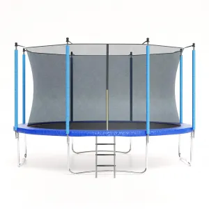 10FT Trampoline with Enclosure & Ladder - ASTM Approved | Outdoor Recreational Trampoline for Kids & Adults (Blue)