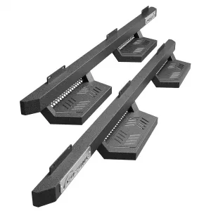 Running Boards Drop Side Steps for 2015-2024 Ford F150 SuperCrew; 2017-2024 F-Super Duty SuperCrew, Textured Black Truck Nerf Bars