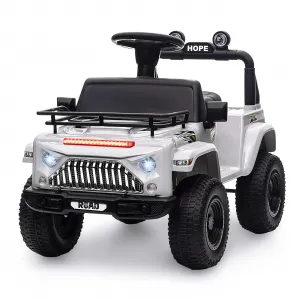 Ride - P Series: 6V Ride On Car for Toddlers - Battery Powered Electric Car with Music, LED Light, FM, Horn, Rear Storage, 4 Wheels - White