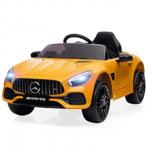Ride Car for Kids, 12V Power Battery Electric Vehicles for 3-7 Toddlers, Licensed Mercedes-Benz with Remote Control, MP3 Player - Yellow