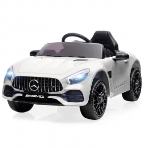 Ride Car for Kids, 12V Power Battery Electric Vehicles for 3-7 Toddlers, Licensed Mercedes-Benz with Remote Control, MP3 Player - White