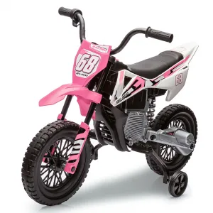 Ride - P Series: 12V Kids Electric Dirt Bike, 25W*2 Motor, Twist Grip Throttle, Spring Suspension, Training Wheels, Ride-On Toy - Pink