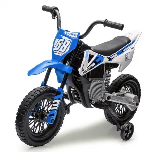 Ride - P Series: 12V Kids Electric Dirt Bike, 25W*2 Motor, Twist Grip Throttle, Spring Suspension, Training Wheels, Ride-On Toy - Blue