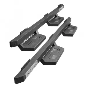 Running Boards Drop Side Steps for 2007-2018 Chevy Silverado Sierra 1500 Crew Cab; 2007-2019 2500 3500HD Crew Cab, Textured Black Truck Nerf Bars