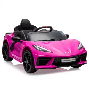 Ride - P Series: 12V Kids Ride on Car Licensed Corvette Battery Powered Car Toddles Electric Sports Car Toy with Remote Control, Visual Dashboard, LED Lights, Music, Gifts for Boys Girls, Rose Red