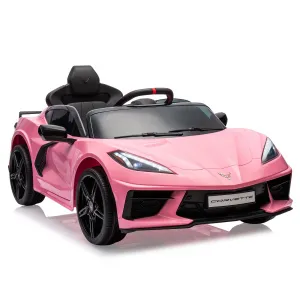Ride - P Series: 12V Kids Ride on Car Licensed Corvette Battery Powered Car Toddles Electric Sports Car Toy with Remote Control, Visual Dashboard, LED Lights, Music, Gifts for Boys Girls, Pink
