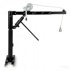 Pickup Truck Crane, 1000 lbs Capacity Hydraulic Hoist with 360° Swivel, Solid Steel Construction, and Adjustable Boom for Heavy-Duty Industrial Lifting, Black