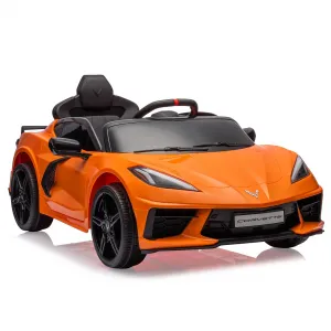 Ride - P Series: 12V Kids Ride on Car Licensed Corvette Battery Powered Car Toddles Electric Sports Car Toy with Remote Control, Visual Dashboard, LED Lights, Music, Gifts for Boys Girls, Orange