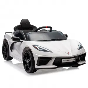 Ride - P Series: 12V Kids Ride on Car Licensed Corvette Battery Powered Car Toddles Electric Sports Car Toy with Remote Control, Visual Dashboard, LED Lights, Music, Gifts for Boys Girls, White