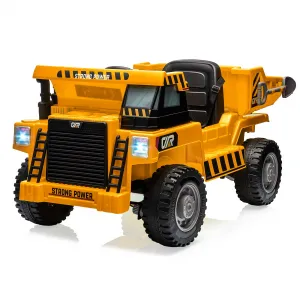 Ride - P Series: 12V with Electric Dump Bed, Remote Control, MP3, USB, Music Player, Yellow, Safe All-Terrain Tires