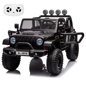 Ride - P Series: 24V 7AH Kids Ride on Truck Car 2 Seater Electric Vehicles for Toddles 2WD/4WD Switchable Battery Powered Cars with Remote Control, 4-Wheeler Suspension, LED Lights, MP3, Back Storage - Black
