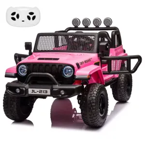 Ride - P Series: 24V 7AH Kids Ride on Truck Car 2 Seater Electric Vehicles for Toddles 2WD/4WD Switchable Battery Powered Cars with Remote Control, 4-Wheeler Suspension, LED Lights, MP3, Back Storage - Pink