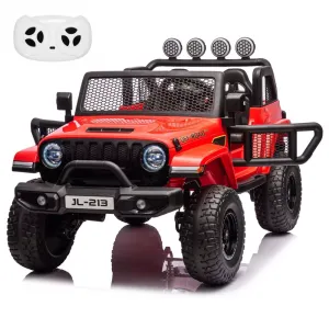 Ride - P Series: 24V 7AH Kids Ride on Truck Car 2 Seater Electric Vehicles for Toddles 2WD/4WD Switchable Battery Powered Cars with Remote Control, 4-Wheeler Suspension, LED Lights, MP3, Back Storage - Red