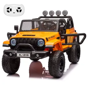 Ride - P Series: 24V 7AH Kids Ride on Truck Car 2 Seater Electric Vehicles for Toddles 2WD/4WD Switchable Battery Powered Cars with Remote Control, 4-Wheeler Suspension, LED Lights, MP3, Back Storage - Orange