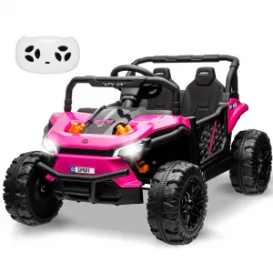 Ride - P Series: 12V Electric UTV Car with Remote Control, Ride on Truck with Toy Storage, Spring Suspension, LED Headlights, Ride Cars w/4 Wheels, Ride on Toys for Boys Girls, Pink