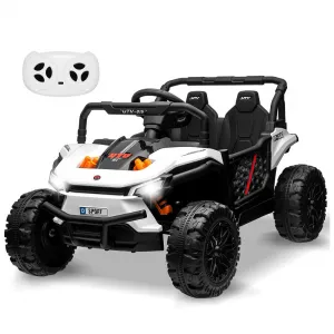 Ride - P Series: 12V Electric UTV Car with Remote Control, Ride on Truck with Toy Storage, Spring Suspension, LED Headlights, Ride Cars w/4 Wheels, Ride on Toys for Boys Girls, White