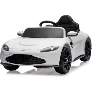 Ride - P Series: 12V Ride on Sports Car for Kids Licensed Aston Martin Battery Powered Car Toddles Ride on Toy with Remote Control, Horn, Soft Start, LED Lights, Music, USB, Electric Vehicle for Boys Girls (White)