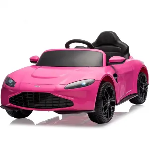 Ride - P Series: 12V Ride on Sports Car for Kids Licensed Aston Martin Battery Powered Car Toddles Ride on Toy with Remote Control, Horn, Soft Start, LED Lights, Music, USB, Electric Vehicle for Boys Girls (Pink)