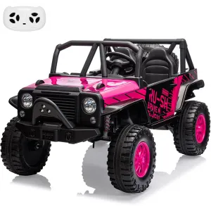 Ride - P Series: 2-Seater Ride On Truck for Kid, 24V Battery Powered Kids Car with Remote Control, 19" Extra Wide Seat, 2 Motors, Led Light, Enhanced Suspension - Rose