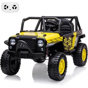 Ride - P Series: 2-Seater Ride On Truck for Kid, 24V Battery Powered Kids Car with Remote Control, 19" Extra Wide Seat, 2 Motors, Led Light, Enhanced Suspension - Yellow