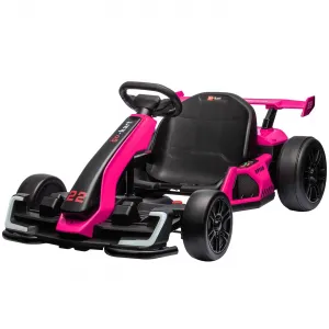 Ride - G Series: 24V Electric Go Kart, with 300W Strong Motor, Drift/Sport Mode, Big Battery, Eva Tire,Length Adjustment for Outdoor Racing Toy-Rose Red