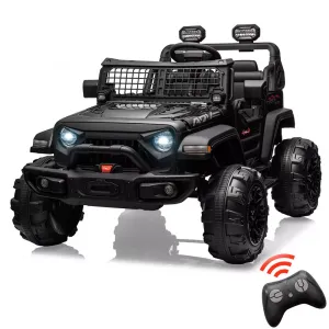 Ride - P Series: 2 Seaters Kids Ride On Truck With Remote Control,20“ Large Seat Ride On Car for Toddlers, 24V 9AH Electric Vehicle Car With Led Light,Large Storage Space, Bottle Holder,Music, Horn for 3-8 Years,Black