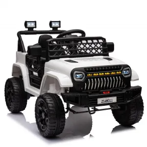 Ride - P Series: 12V Kids Ride On Truck for Toddles age 3+,with 2.4G Remote Control, Spring Suspension, Battery Display, LED Lights, Music, Battery Powered Ride on Car - White