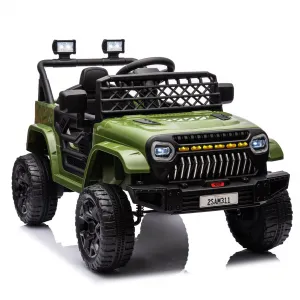 Ride - P Series: 12V Kids Ride On Truck for Toddles age 3+,with 2.4G Remote Control, Spring Suspension, Battery Display, LED Lights, Music, Battery Powered Ride on Car - Army Green