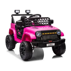 Ride - P Series: 12V Kids Ride On Truck for Toddles age 3+,with 2.4G Remote Control, Spring Suspension, Battery Display, LED Lights, Music, Battery Powered Ride on Car - Rose Red
