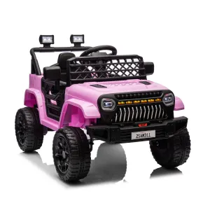 Ride - P Series: 12V Kids Ride On Truck for Toddles age 3+,with 2.4G Remote Control, Spring Suspension, Battery Display, LED Lights, Music, Battery Powered Ride on Car - Pink