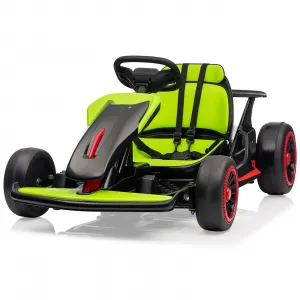 Ride - G Series: 6+,24V Drift Kart with 2X150W Strong Motor, 7AH Big Battery, Electric Pedals, Electric Go Kart Outdoor Race Toy - Green