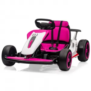 Ride - G Series: 6+,24V Drift Kart with 2X150W Strong Motor, 7AH Big Battery, Electric Pedals, Electric Go Kart Outdoor Race Toy - Pink