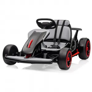 Ride - G Series: 6+,24V Drift Kart with 2X150W Strong Motor, 7AH Big Battery, Electric Pedals, Electric Go Kart Outdoor Race Toy - Black