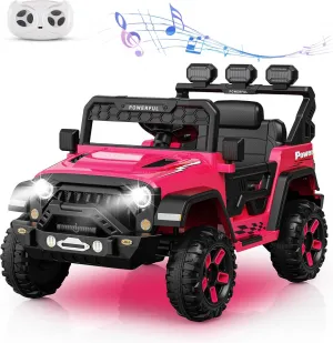 Ride - P Series: 3-6, Ride on Car with 2.4G Remote Control, 12V Battery Powered Electric Car for kids with 3 Adjustable Speeds, Soft Start, Battery Display, Music (Rose Red)