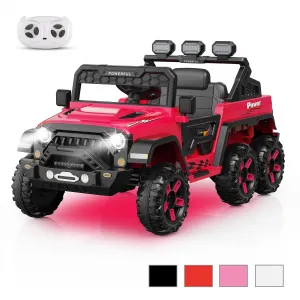 Ride - P Series: 24V 4WD Ride on Car Kids Ages 3-8, with 6 EVA Wheels, Battery Powered & Remote Control, 3 Adjustable Speeds, Soft Start, Battery Display, Music - Rose Red
