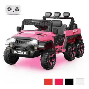Ride - P Series: 24V 4WD Ride on Car Kids Ages 3-8, with 6 EVA Wheels, Battery Powered & Remote Control, 3 Adjustable Speeds, Soft Start, Battery Display, Music - Pink